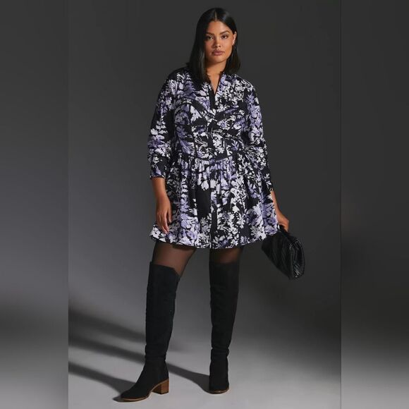 Anthropologie Corset Shirt Dress In Size 14 NWT - Picture 1 of 11